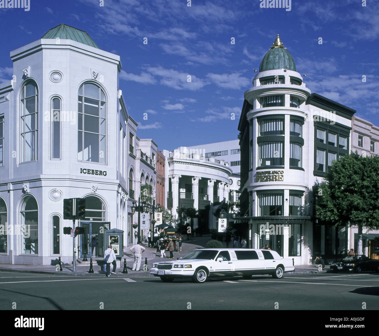 USA Los Angeles Beverly Hills Rodeo Drive stretch limousine Banque D'Images