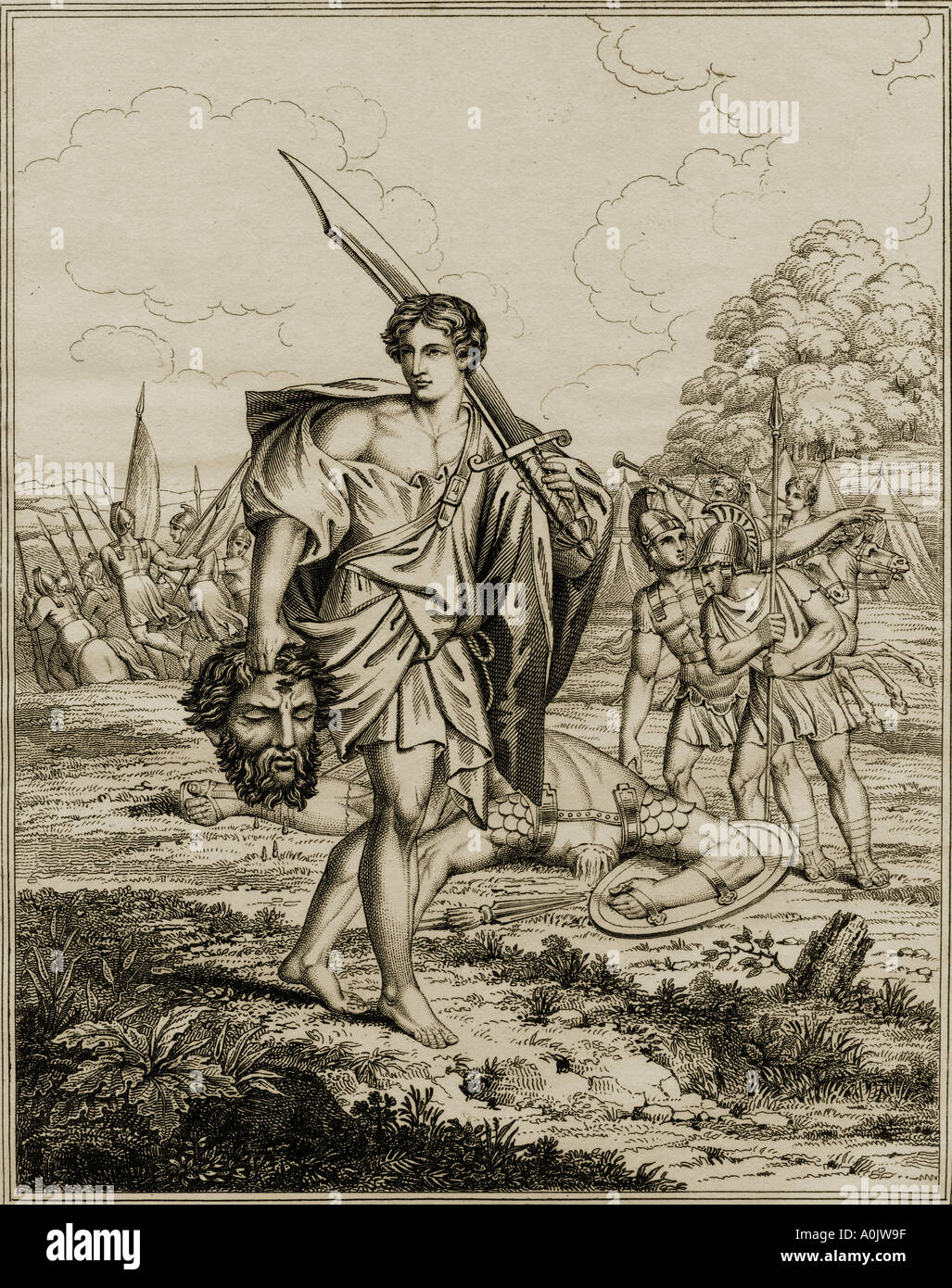 David avec la tête de Goliath Banque D'Images