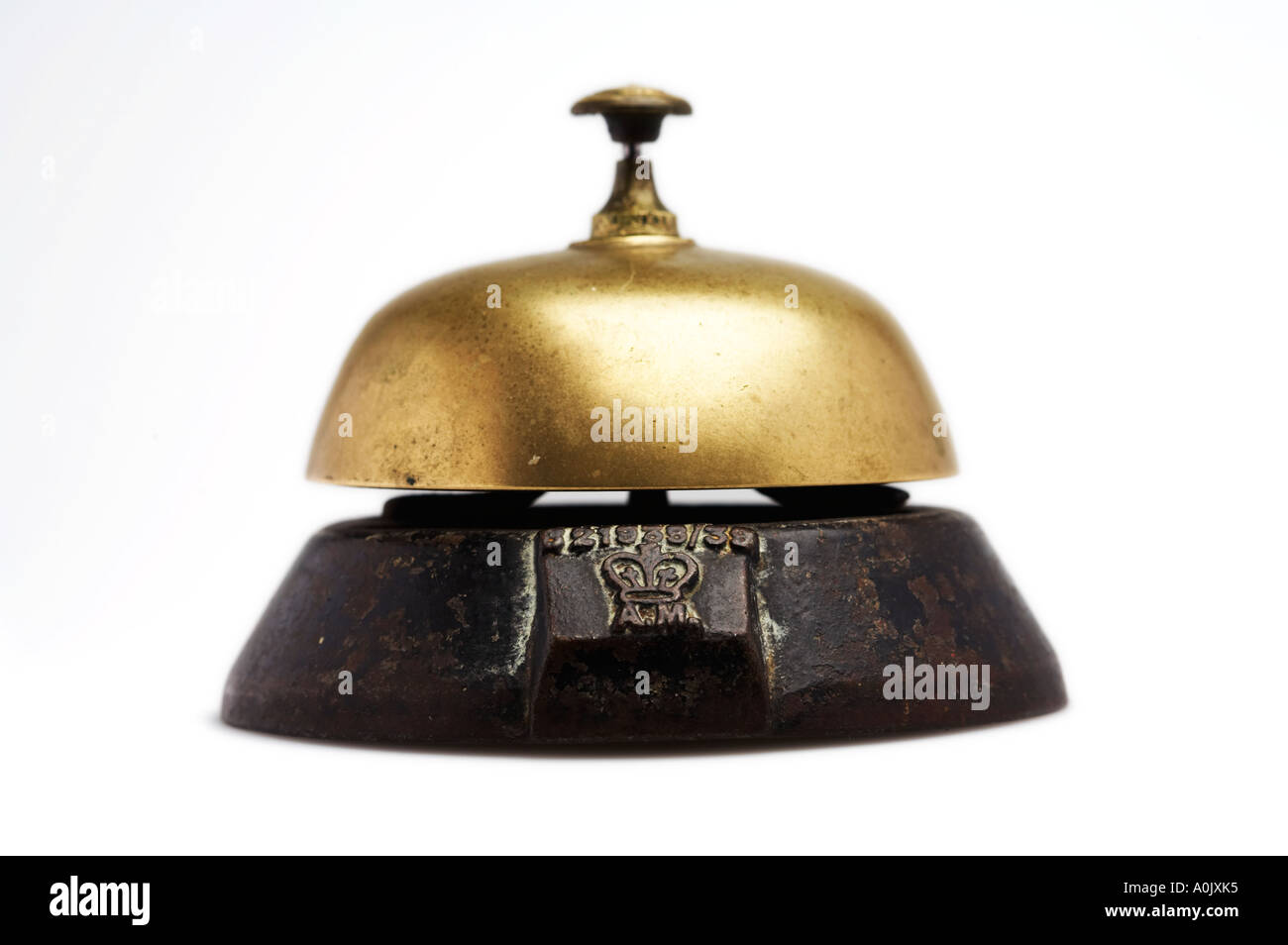 Service à la clientèle britannique Antique Hand Bell Banque D'Images