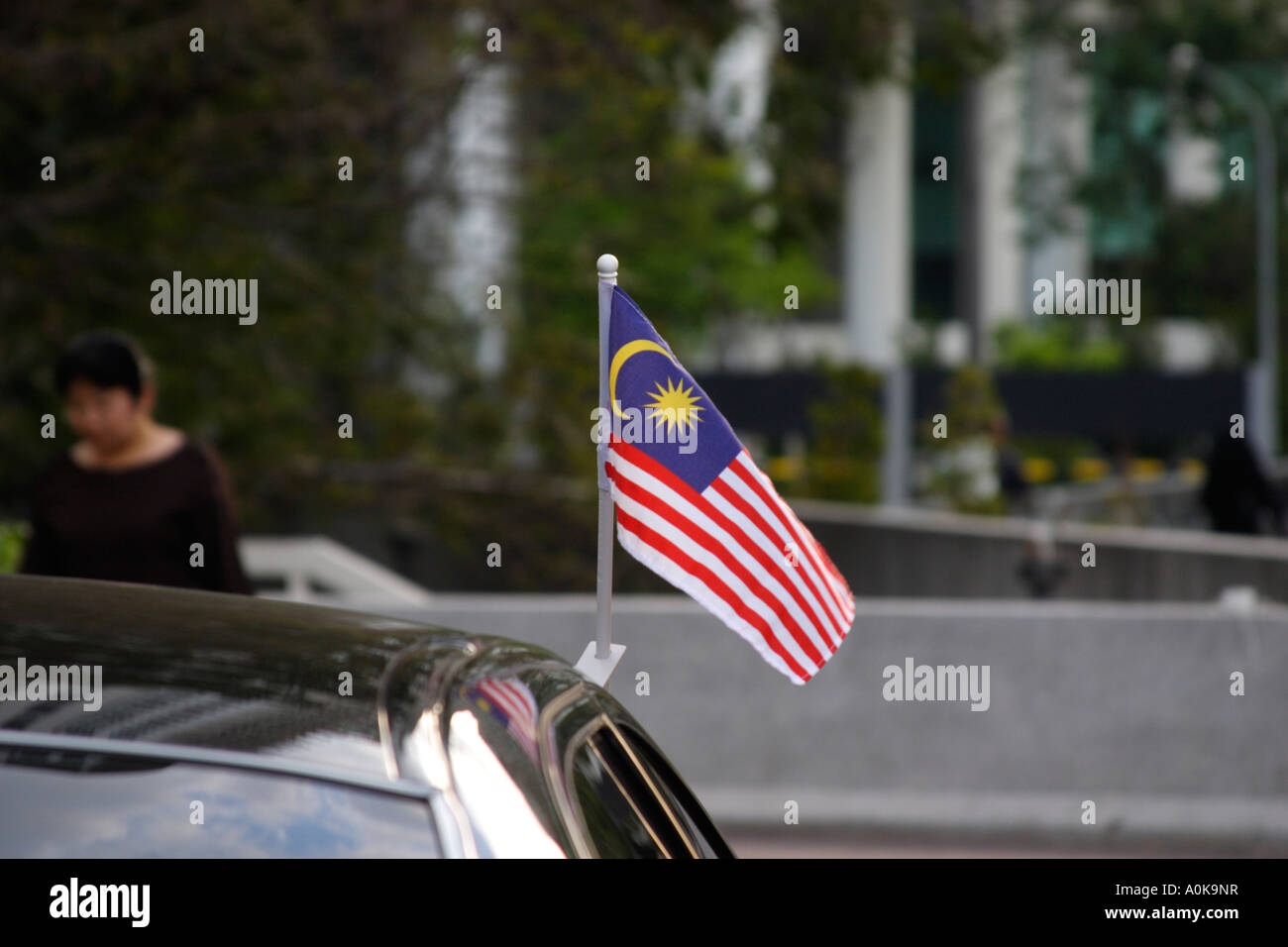 Drapeau malaisien de la décoration d'une voiture Banque D'Images