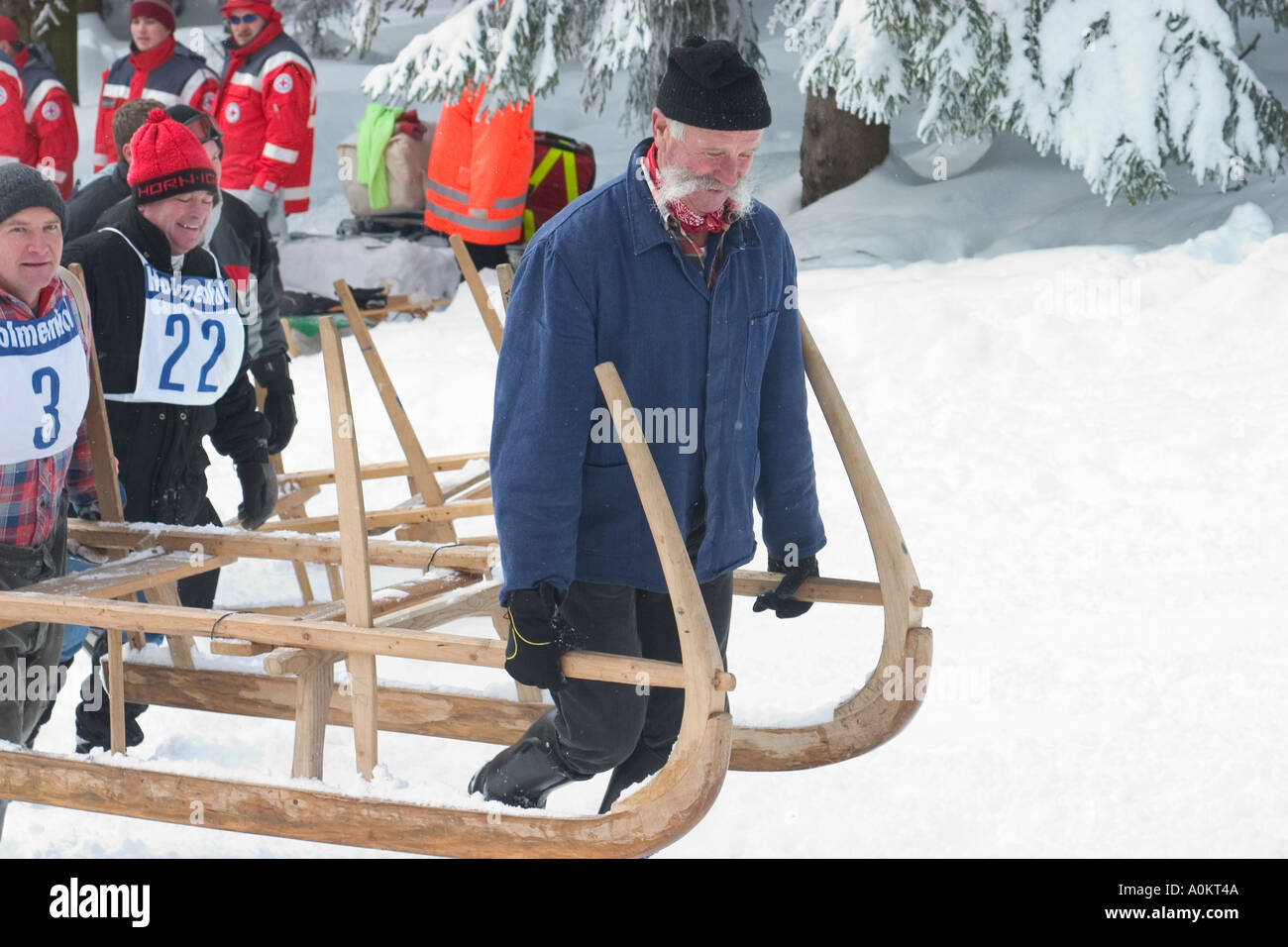 Course de luge traditionnelle Forêt Noire Allemagne Banque D'Images