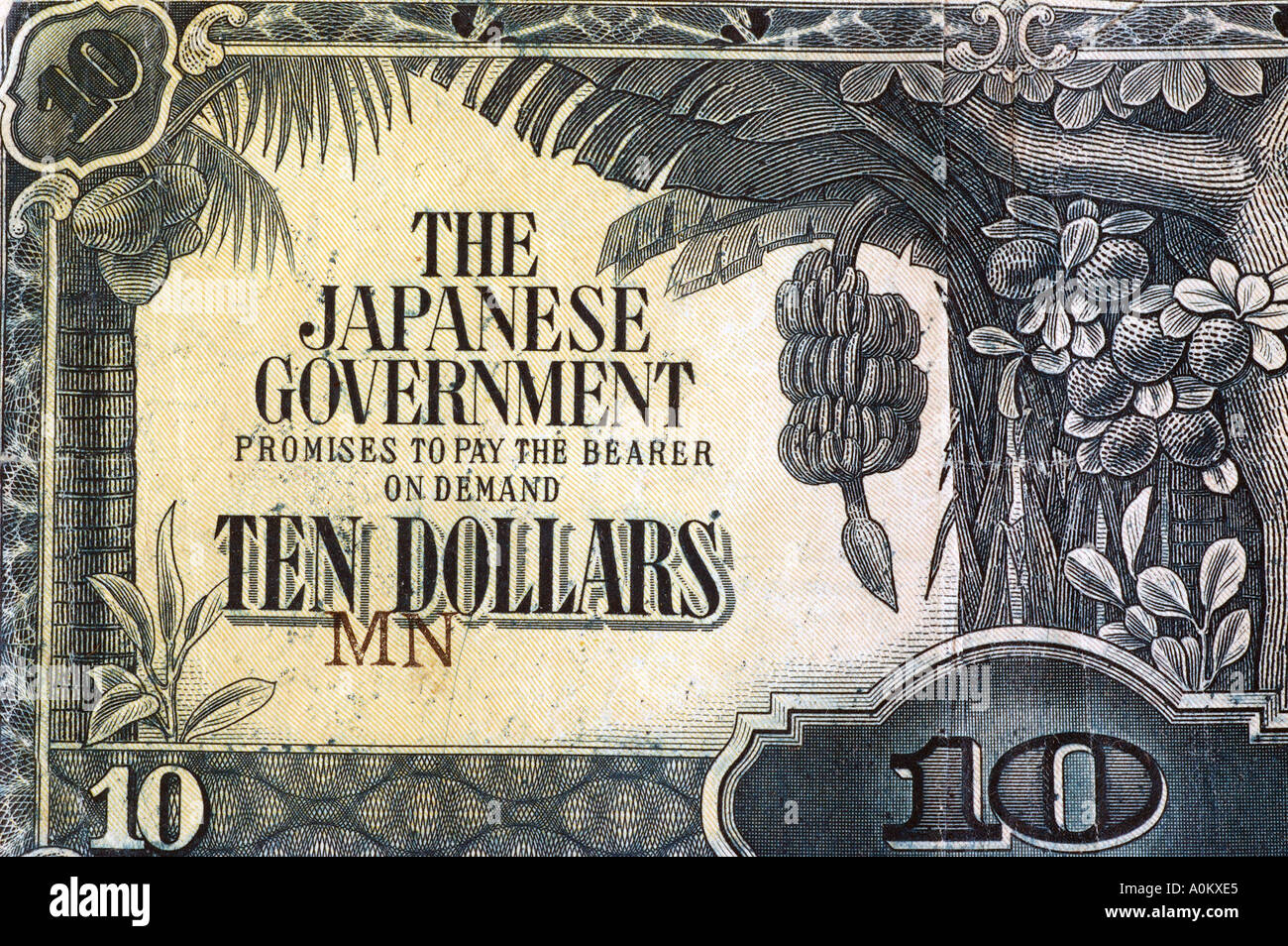 L'occupation du gouvernement japonais Philippines ten dollar note sans valeur faux dsca 0692 Banque D'Images
