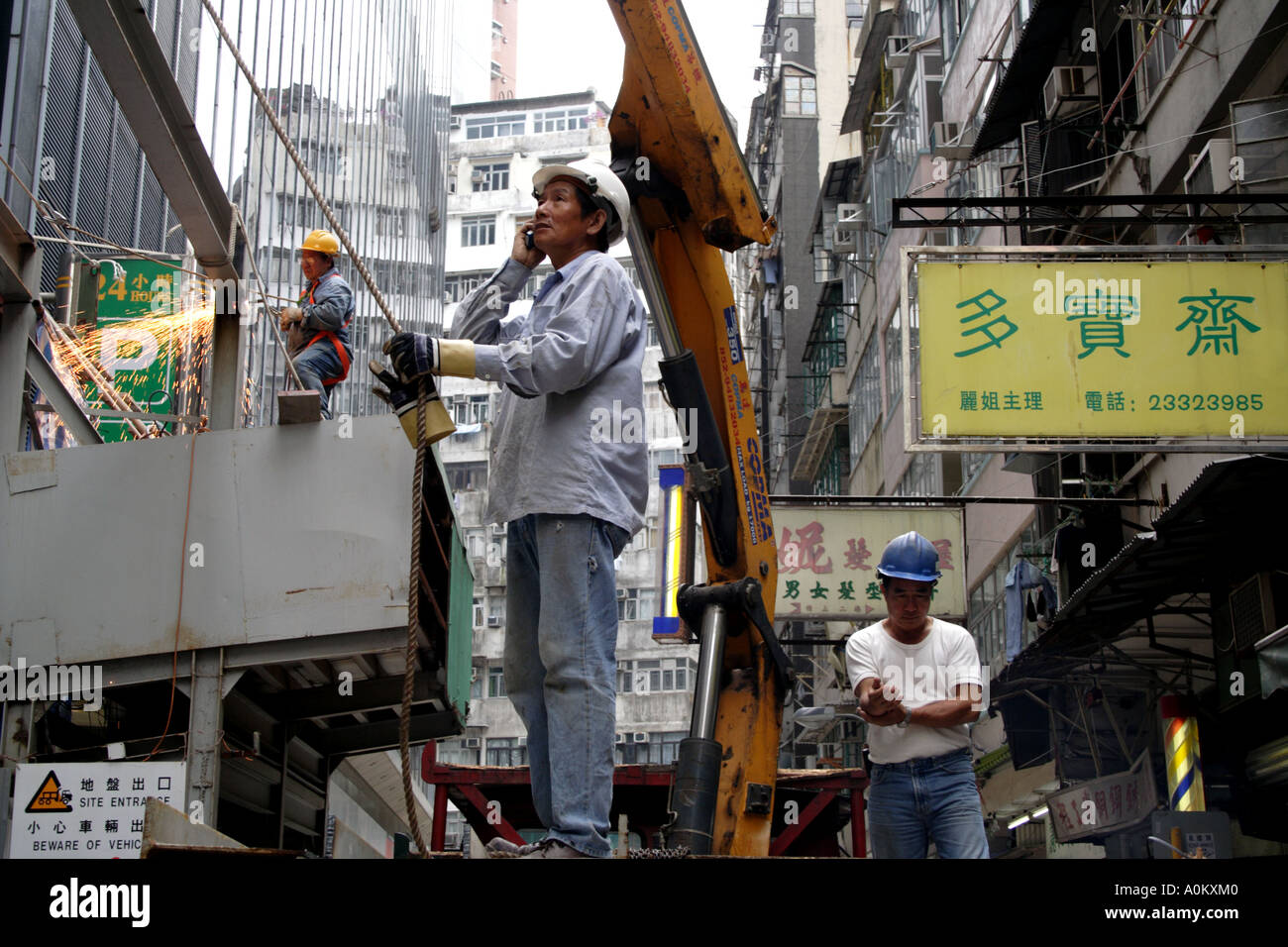 Site de construction au coeur de Wanchai, Hong Kong SAR Banque D'Images