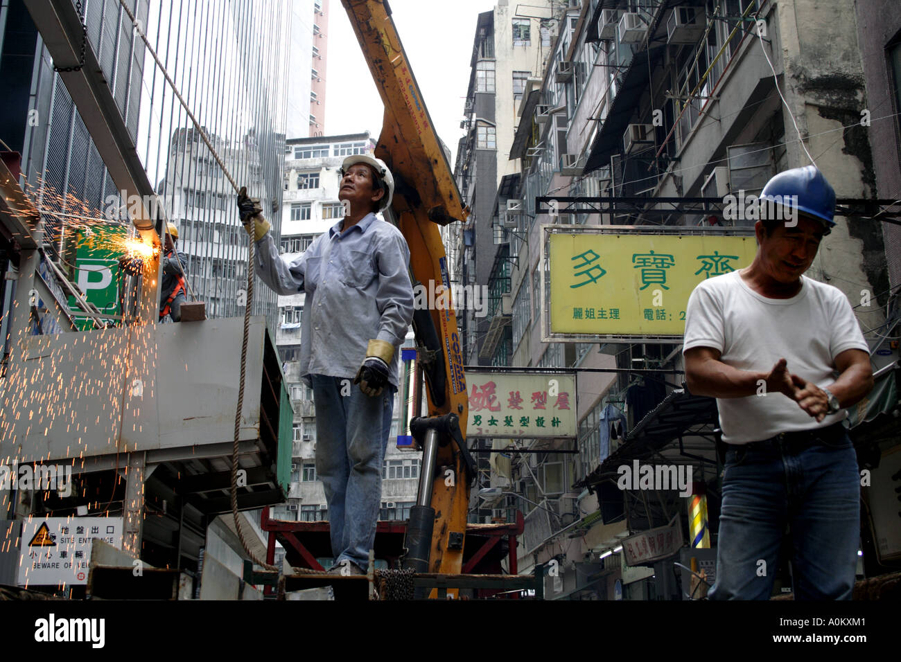 Site de construction au coeur de Wanchai, Hong Kong SAR Banque D'Images