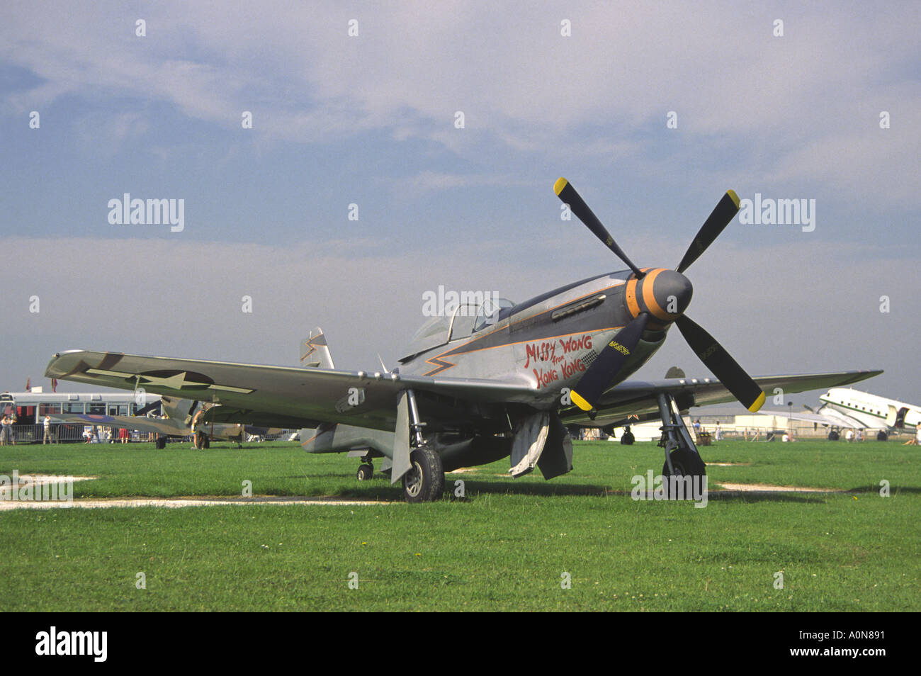 North American P51D Mustang Fighter USAAF aéroport Coventry Airshow Banque D'Images