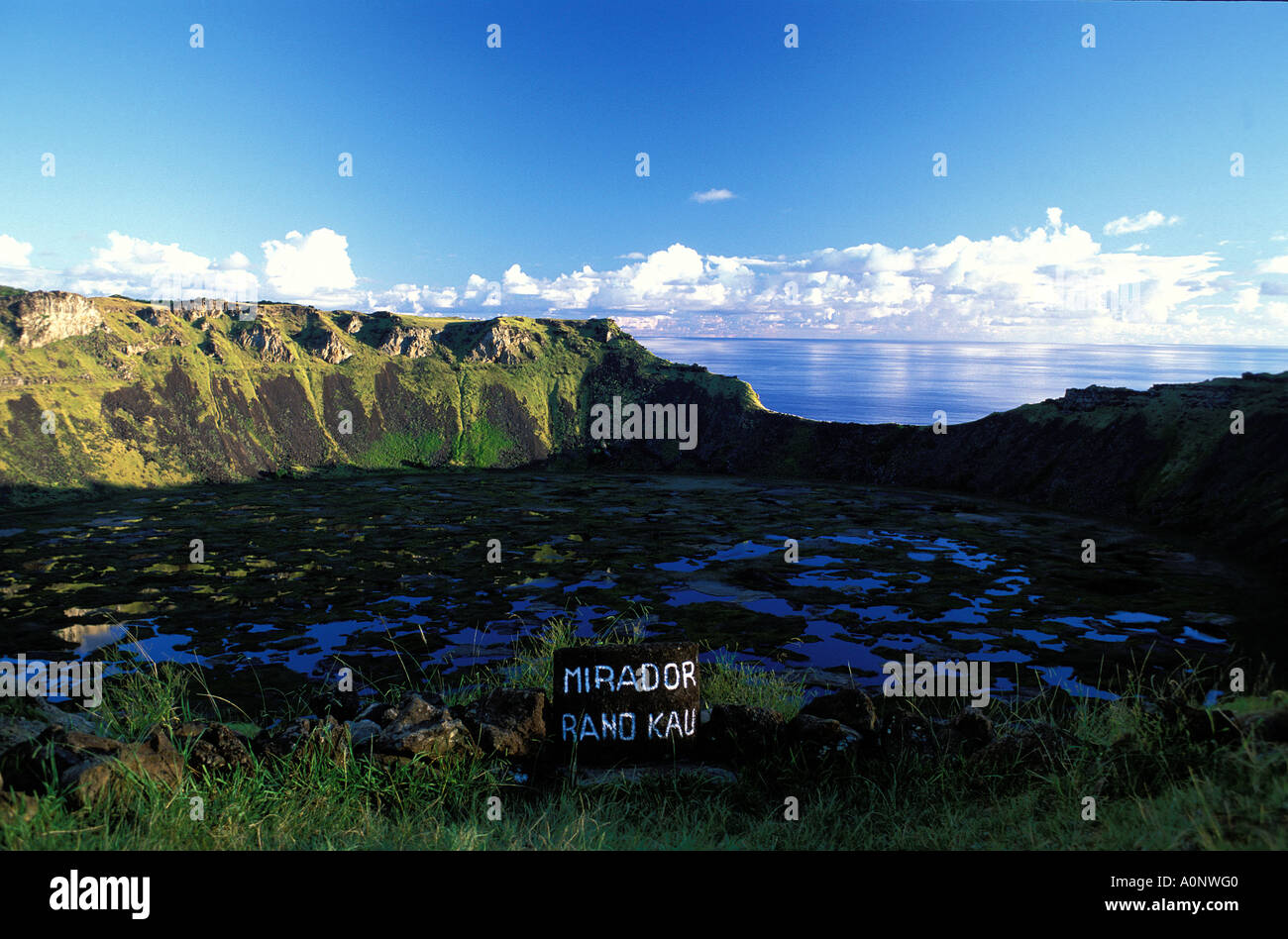 Le crtater Rapa Nui Rano Kau du volcan Banque D'Images