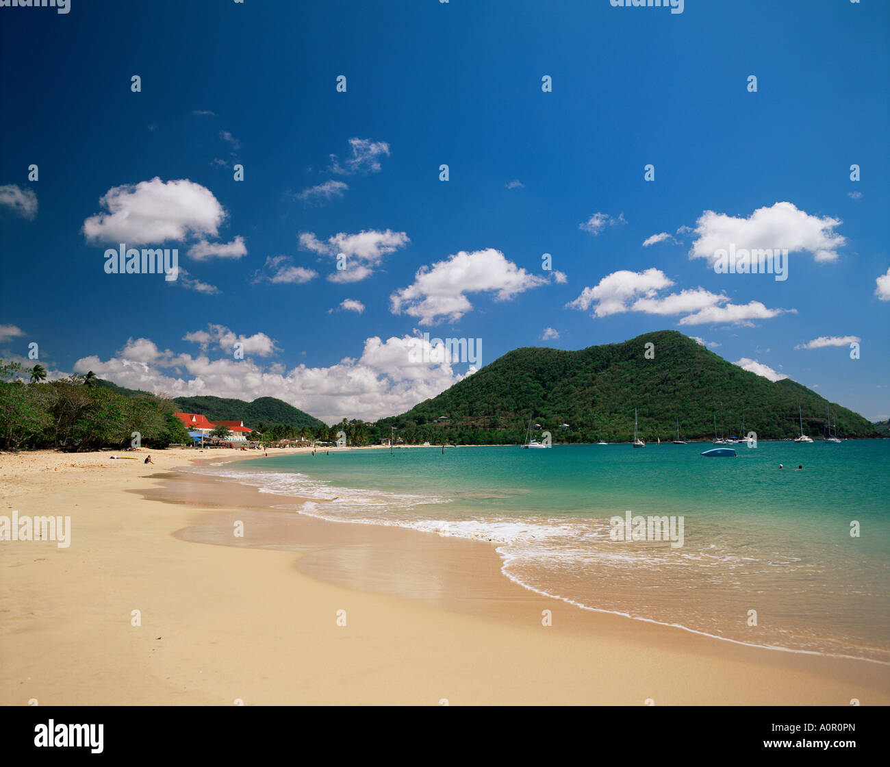 La plage de Reduit Rodney Bay St Lucia Îles du Vent Antilles Caraïbes Amérique centrale Banque D'Images
