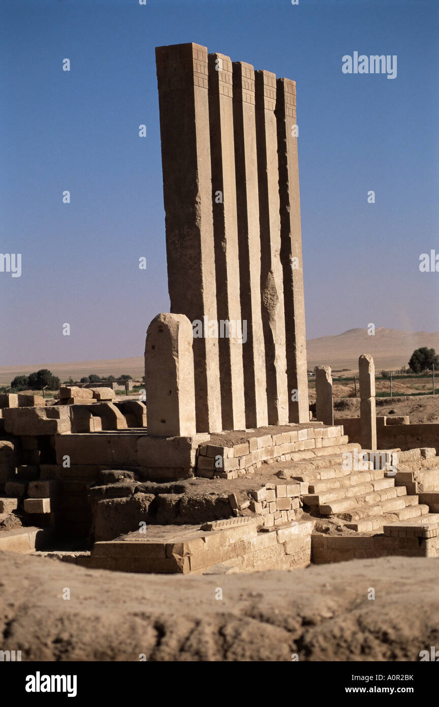 Arsh Bilqis temple de nouvelles fouilles en 1997 Marib du désert Rub Al Khali Yémen Moyen-orient Banque D'Images