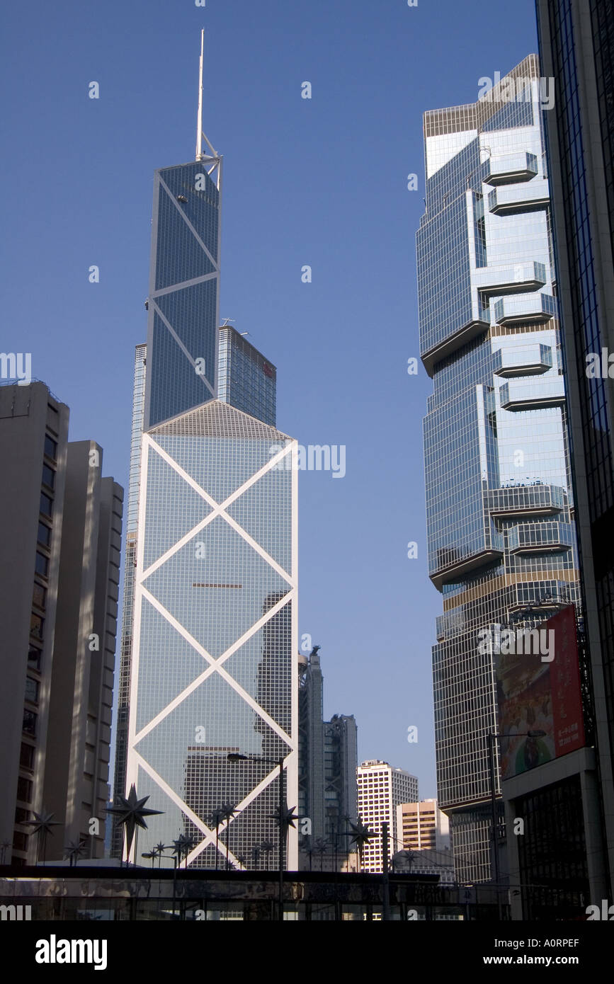 dh Queensway CENTRAL HONG KONG Banque de Chine immeuble Lippo tour gratte-ciel du quartier financier à l'architecture d'horizon Banque D'Images