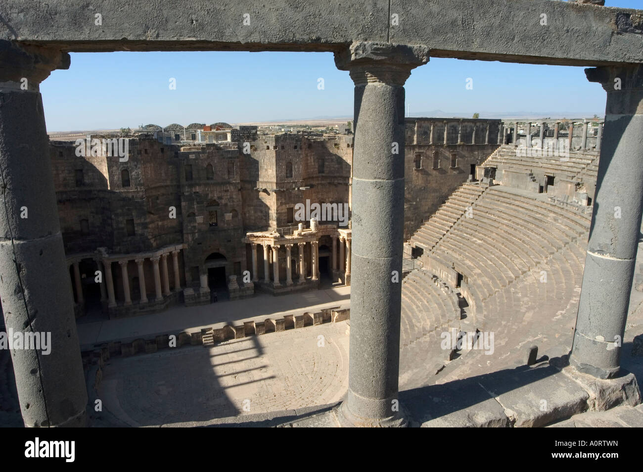 Le Théâtre Romain de Bosra Citadelle classée au Patrimoine Mondial de l'UNESCO La Syrie Moyen Orient Banque D'Images