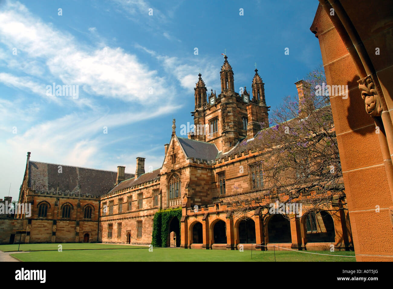 Grès gothique Grande cour de l'historique université de Sydney New South Wales Australie Aucun PR Banque D'Images