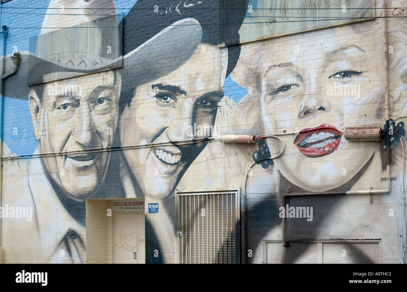 Peinture murale à l'extérieur de la Stella Adler Academy sur Highland Avenue dans West Hollywood en Californie Banque D'Images