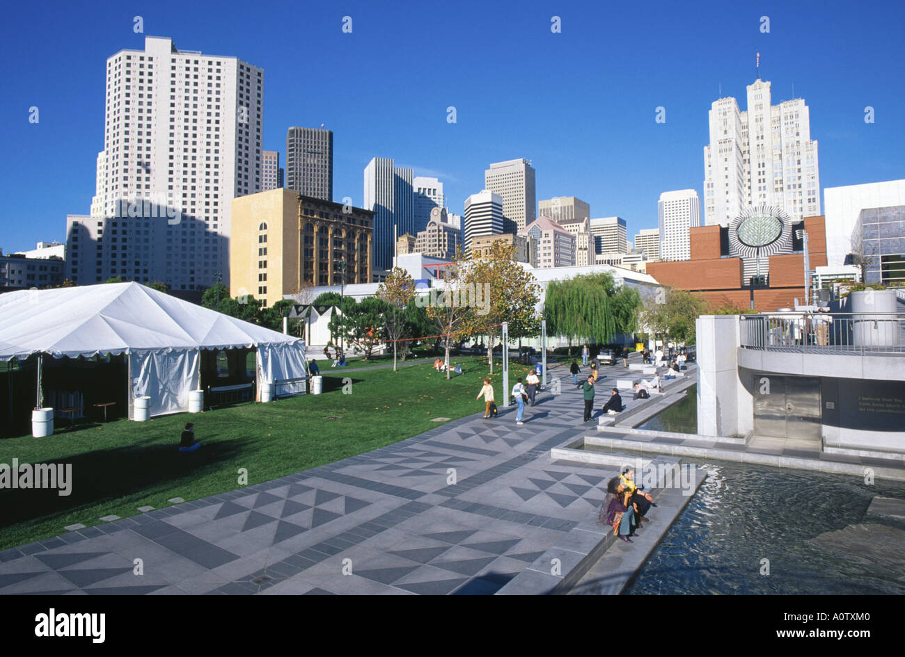 Les jardins Yerba Buena à San Francisco, Californie, USA. Banque D'Images
