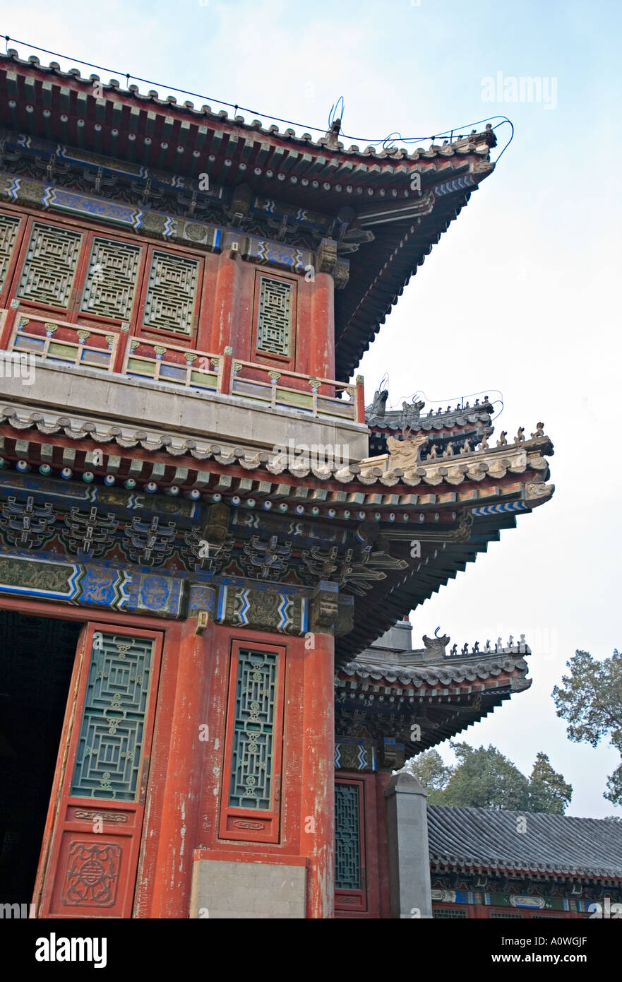 Chine Pékin Palais d'été, l'Deheyuan 9 Minzu Yuan Palais de la vertu et de l'Harmonie a un toit courbe caractéristique Banque D'Images