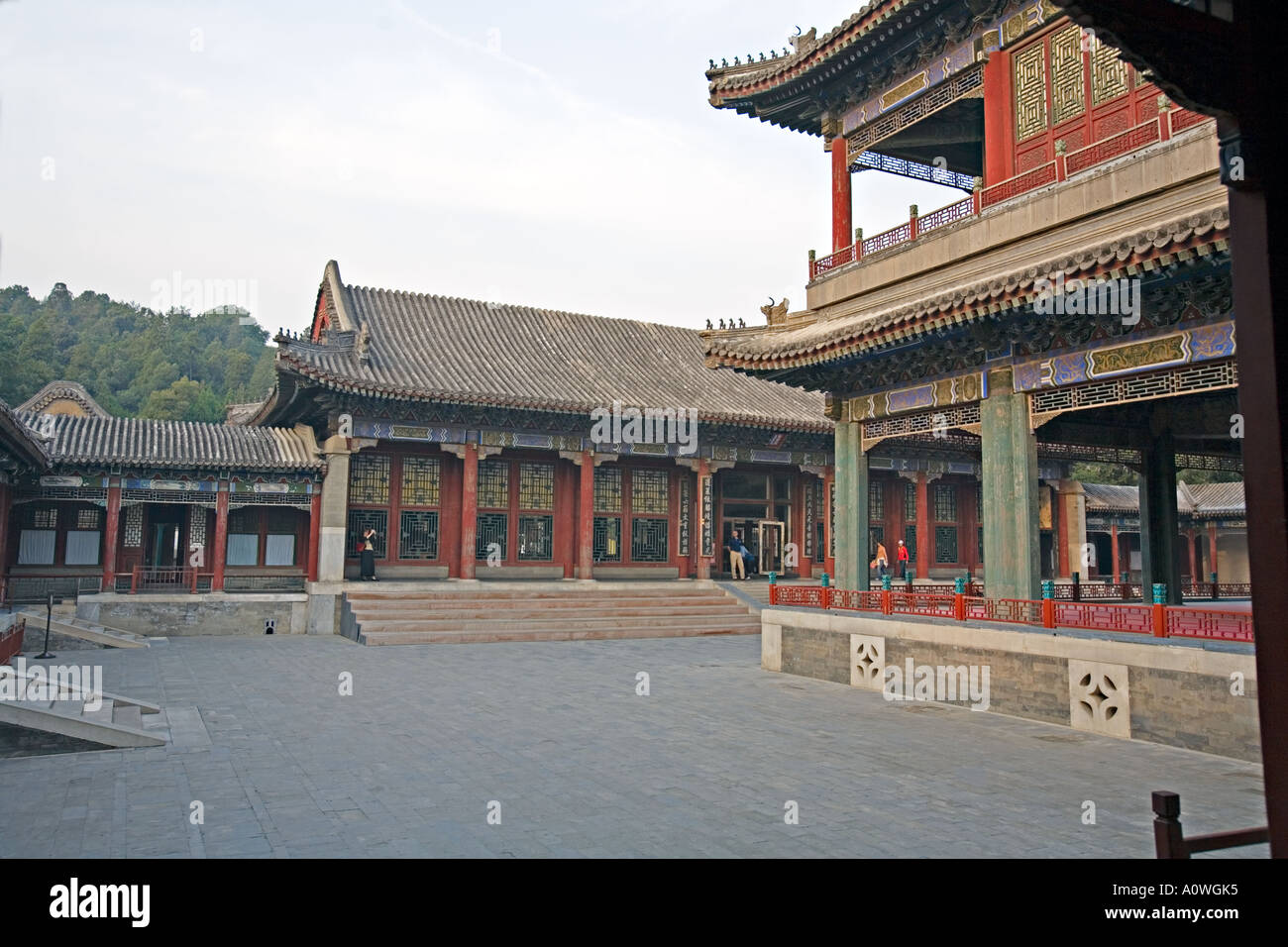 Chine Pékin Le Palais d'Deheyuan 9 Minzu Yuan Le Palais de la vertu et de l'Harmonie a un toit courbe caractéristique Banque D'Images