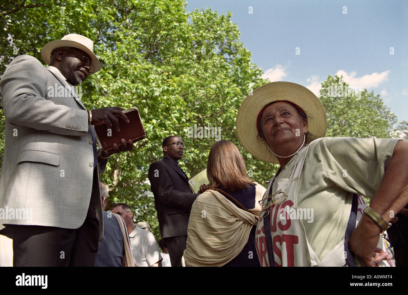 Royaume-uni, Angleterre, Londres. Évangélistes chrétiens à Speakers Corner à Hyde Park Banque D'Images