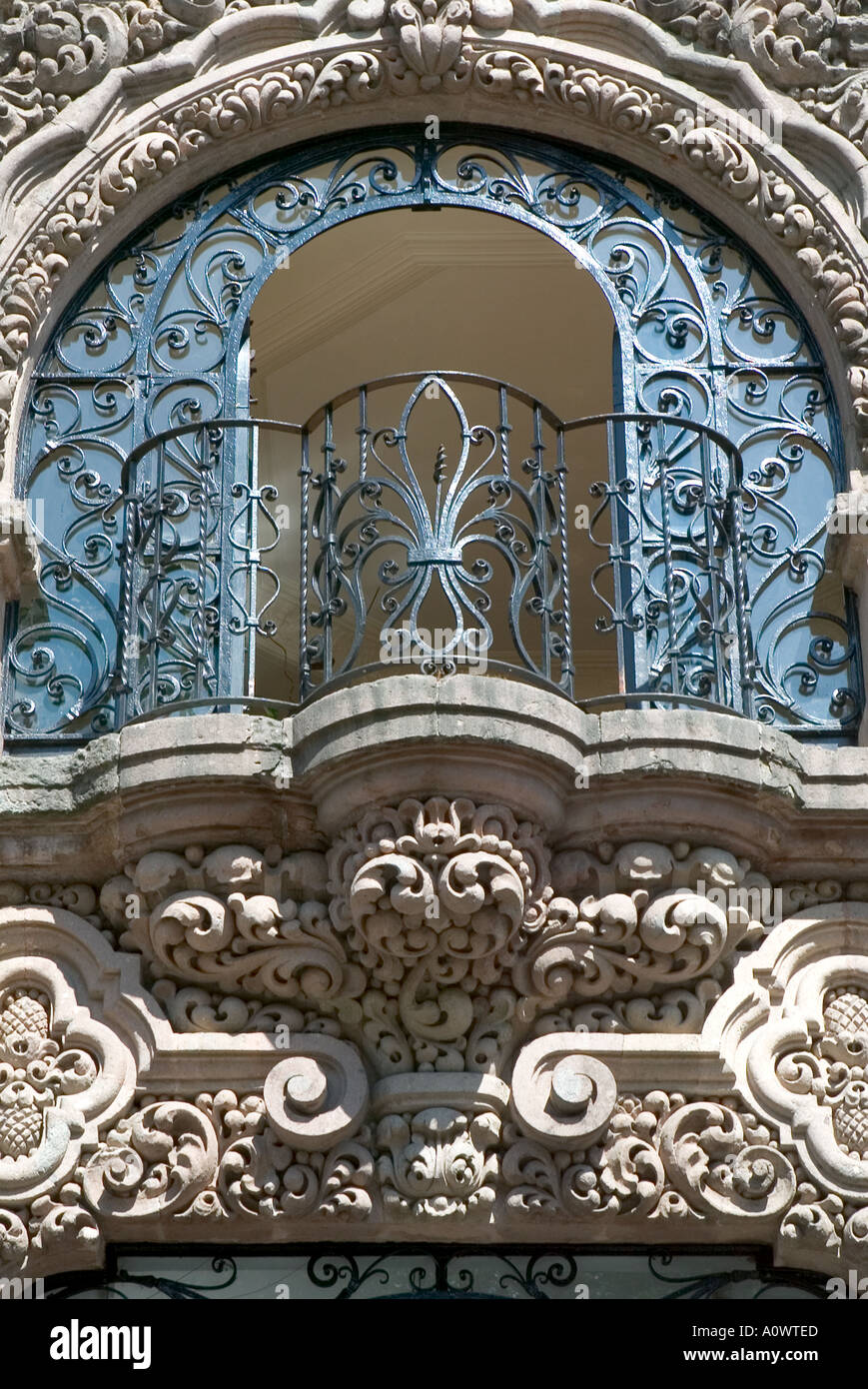 Balcon de Casa Domit une déco édifice gothique de la ville de Mexico Banque D'Images