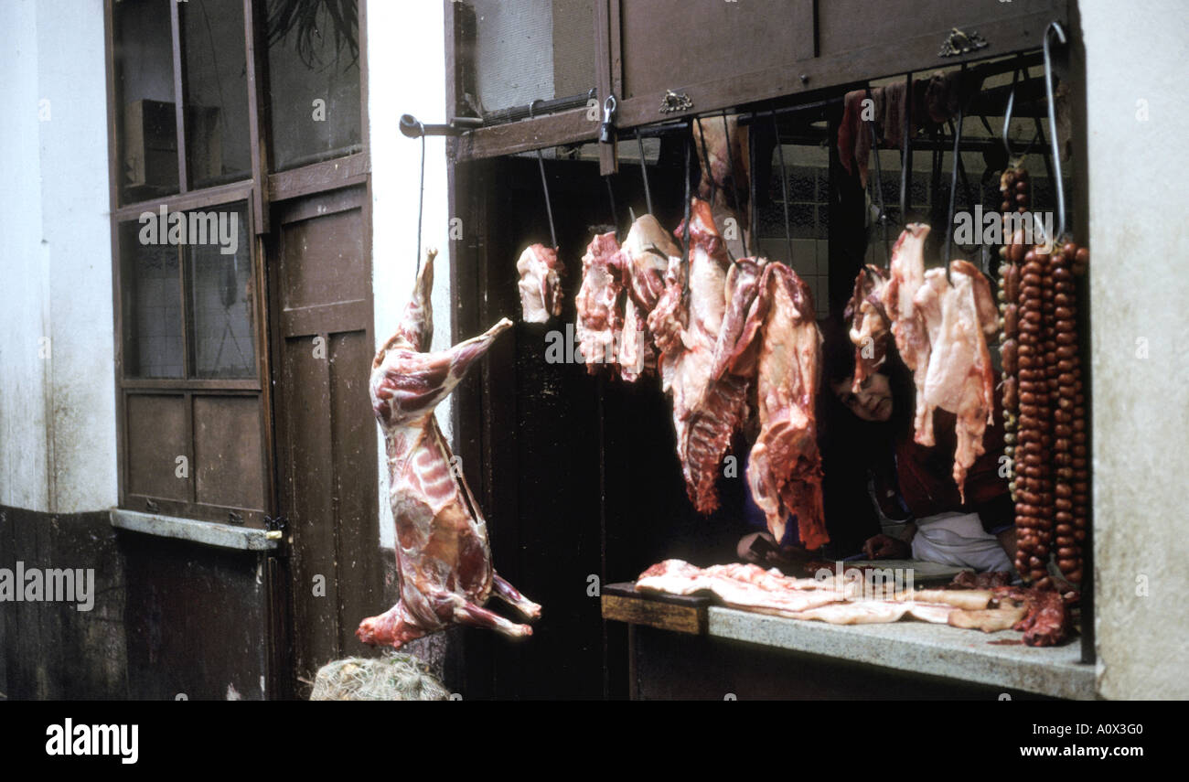 Carcasse de viande de chèvre en marché à Pamplona Colombie Banque D'Images