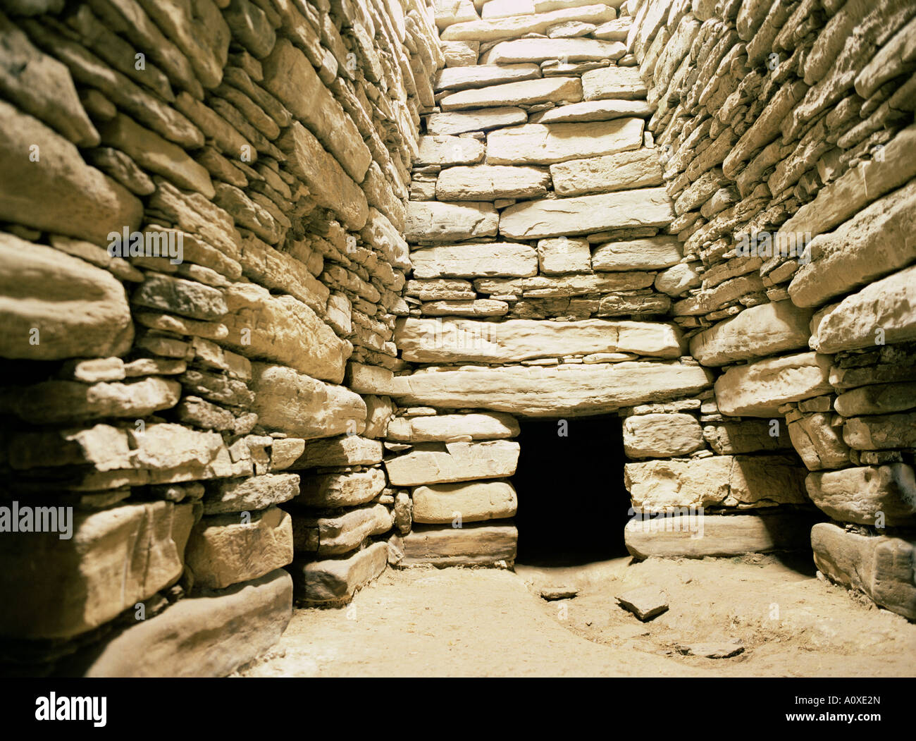 Chambré Quoyness intérieur tombeau Île Sanday Orcades Ecosse Royaume-Uni Europe Banque D'Images