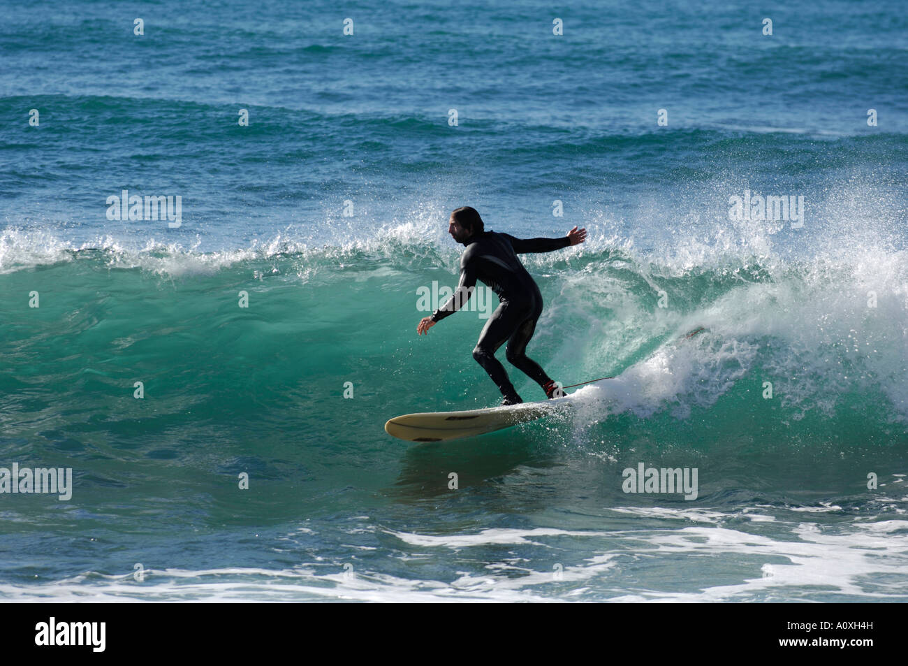 Surfer dans l'océan Banque D'Images