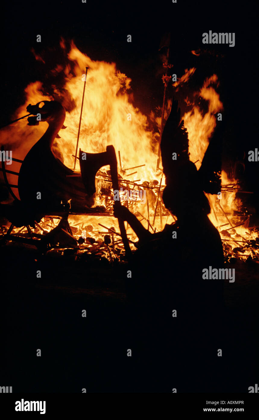 Up Helly Aa Festival Feu les Shetland Ecosse Royaume-Uni Europe Banque D'Images