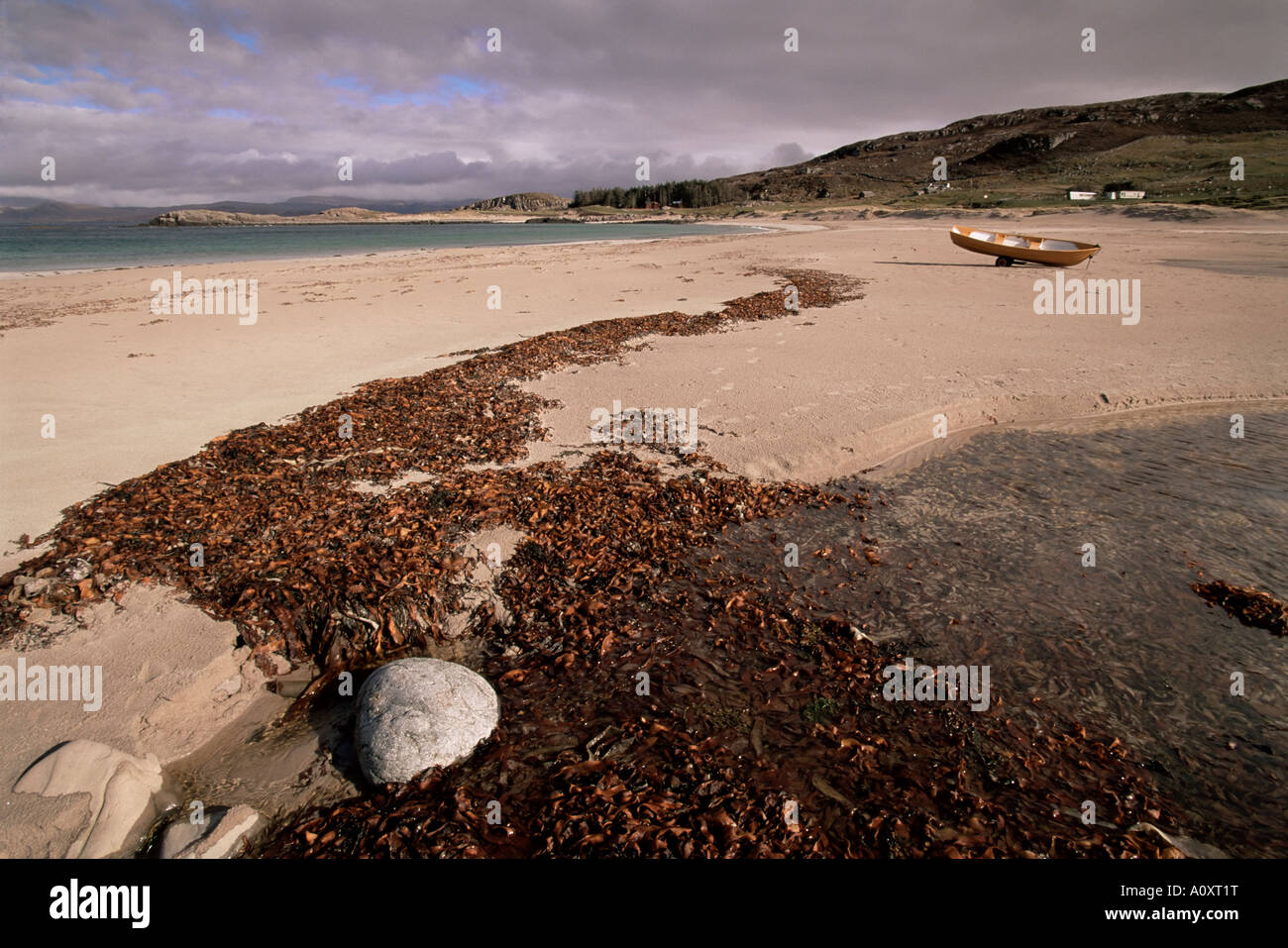 Des algues sur le beach Mellon Udrigle Wester Ross région des Highlands en Écosse Royaume-Uni Europe Banque D'Images