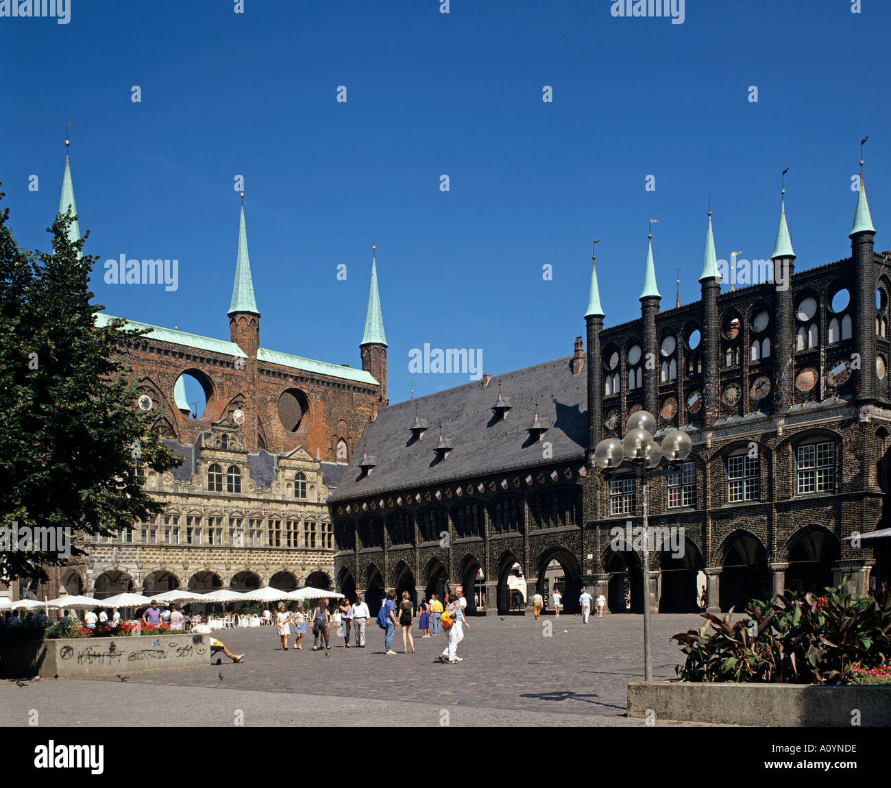 Deutschland Schleswig Holtstein Rathaus Luebeck Hôtel de Ville Place du marché - Marktplatz Banque D'Images