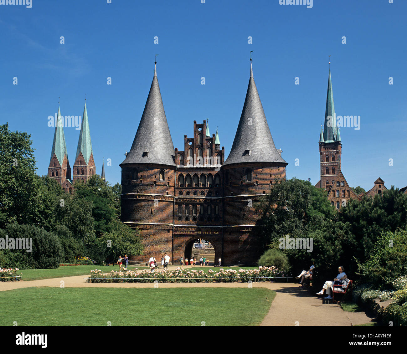 Europa Europe Allemagne Deutschland Schleswig Holtstein Holstentor Lübeck Holsten Gate Banque D'Images