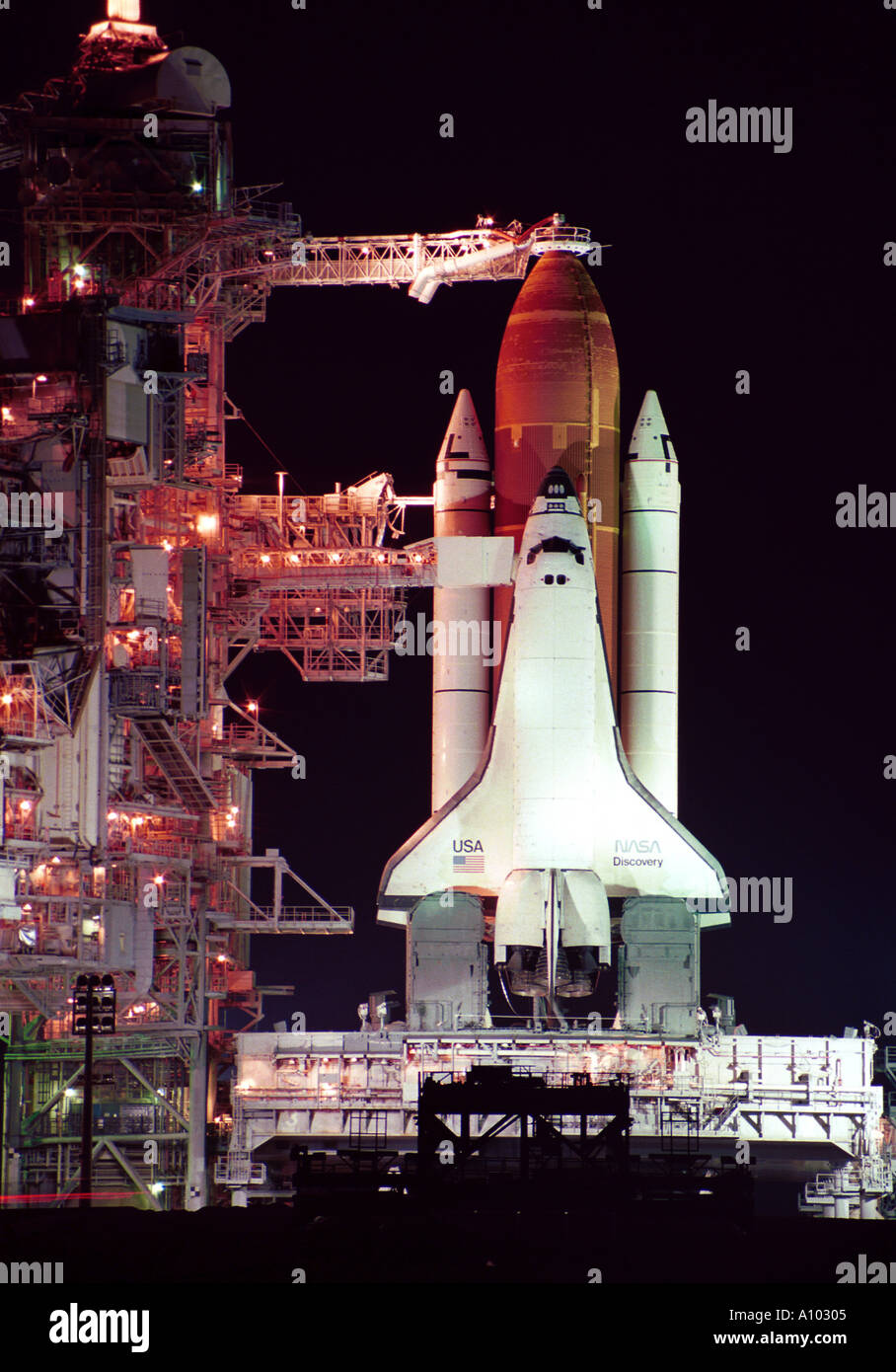 La navette spatiale Discovery STS 51 Centre spatial Kennedy en Floride USA Banque D'Images