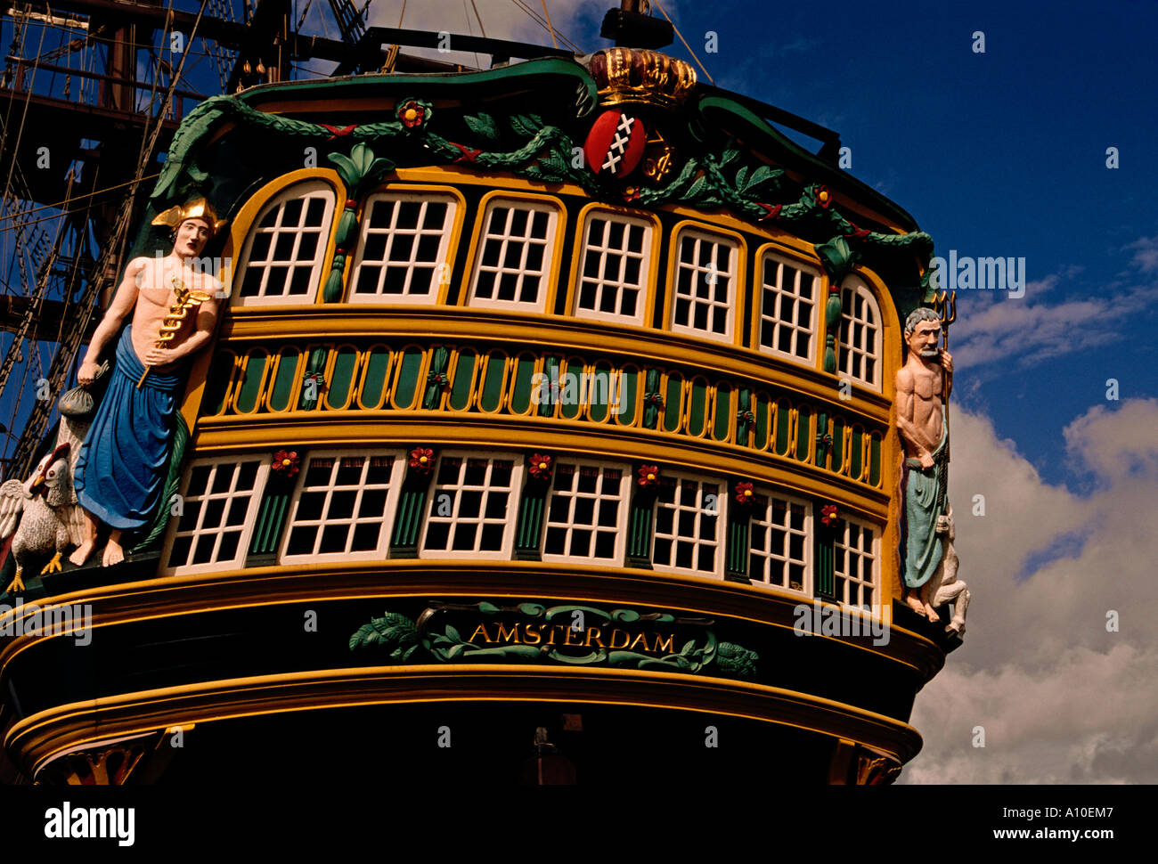 L'amsterdam, trois-mâts, clipper ship, réplique, Dutch East India Company, navire maritime museum, Amsterdam, Hollande, Pays-Bas, Europe Banque D'Images