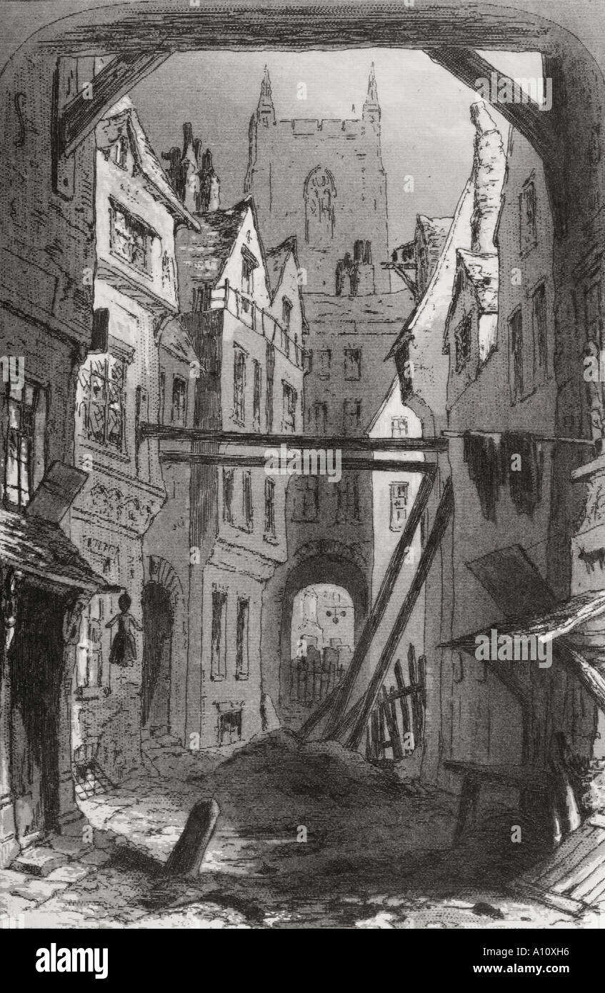 Tom tout seul. Illustration par Phiz Hablot Knight Browne 1815 1882 du livre de Charles Dickens Bleak House Banque D'Images