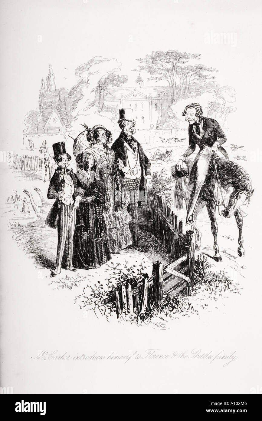 M. Carker se présente à Florence et la famille Skettles Illustration tirée du roman de Charles Dickens par Maison Dombais et Fils H K Browne alias Phiz Banque D'Images