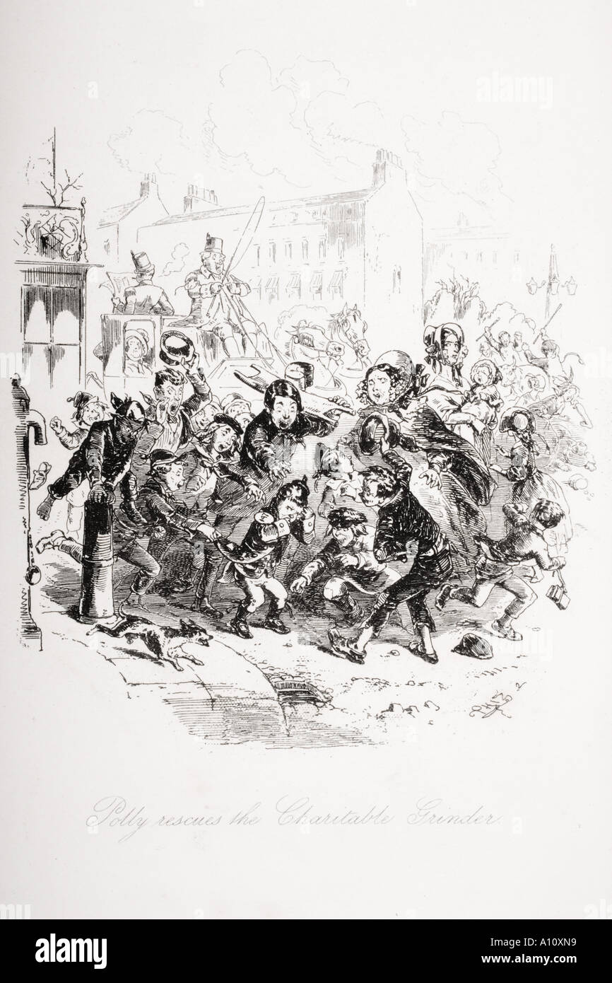 Polly sauve le moulin de bienfaisance. Illustration de la Charles Dickens roman Dombey et Fils par H K Browne connu comme Phiz Banque D'Images