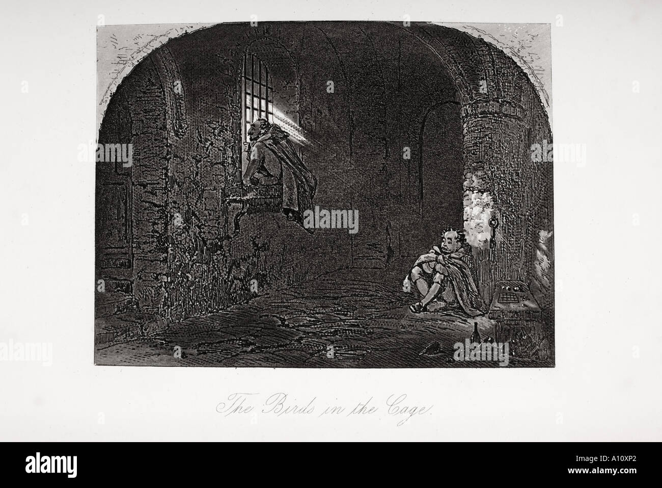 Les oiseaux dans la Cage Illustration tirée du roman de Charles Dickens Petite Dorrit par H K Browne connu comme Phiz Banque D'Images