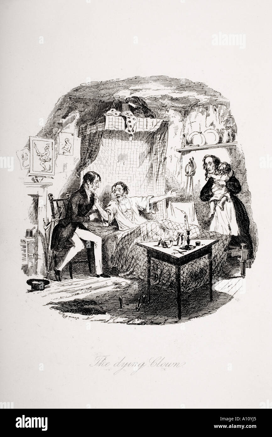 Le clown de mourir. Illustration par Robert Seymour du roman de Charles Dickens le Pickwick Papers Banque D'Images