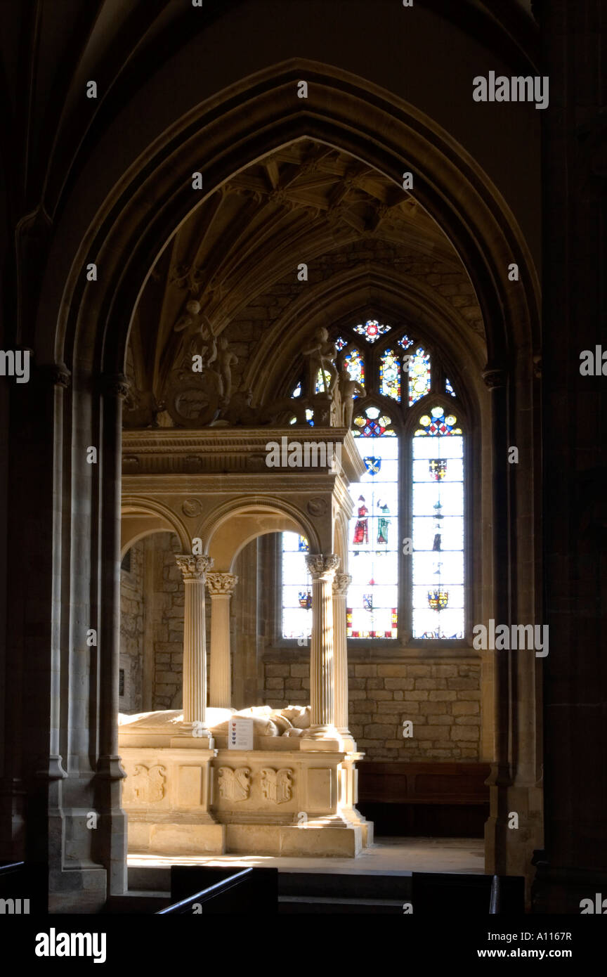 La Chapelle St Katherine & Leweston tombe - l'église de l'abbaye de St Mary the Virgin - Dorset - Sherborne Banque D'Images