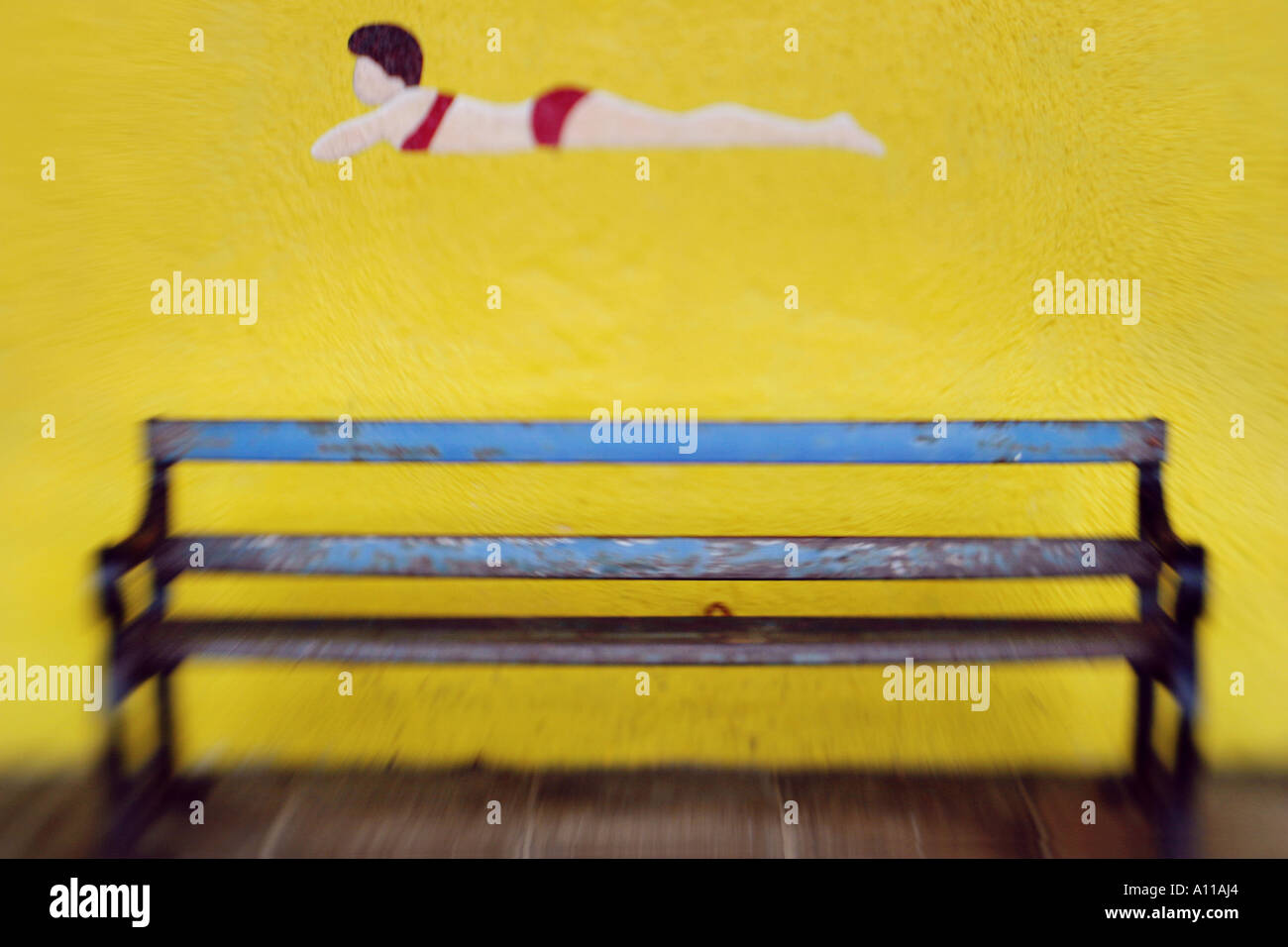 banc bleu Banque D'Images