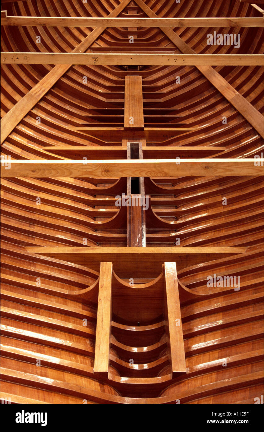 Ketch à acajou en construction l'Angleterre des années 1990 Banque D'Images