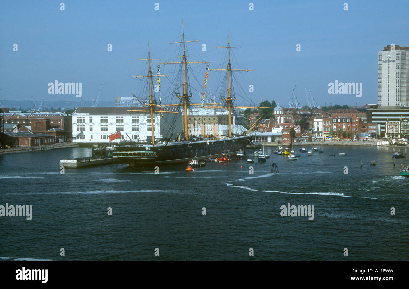 Le HMS Warrior conservé à l'arsenal naval de Portsmouth, Hampshire Banque D'Images
