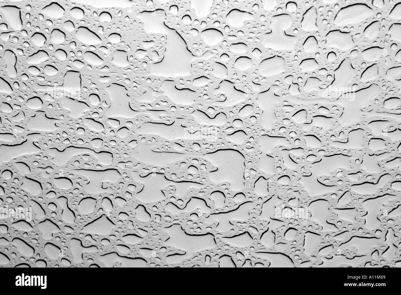 eau de pluie sur fenêtre en plastique - motifs dans l'eau Banque D'Images