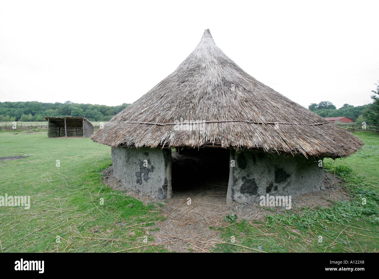 La reconstruction d'une ancienne cabane de torchis Banque D'Images