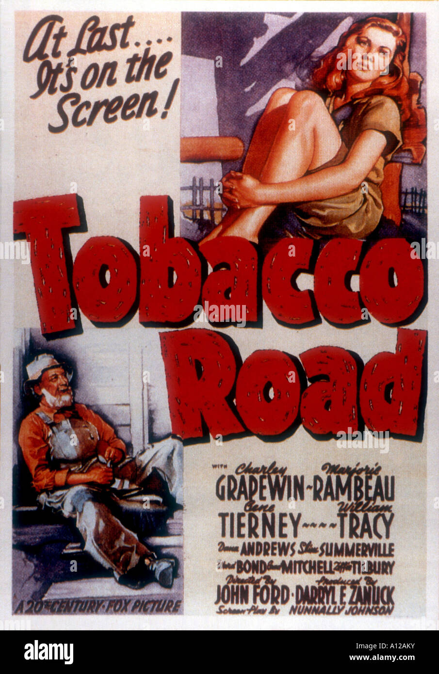 La route du tabac Année 1941 réalisateur John Ford Charley Grapewin basé sur Erskine Caldwell s'affiche de film livre Banque D'Images