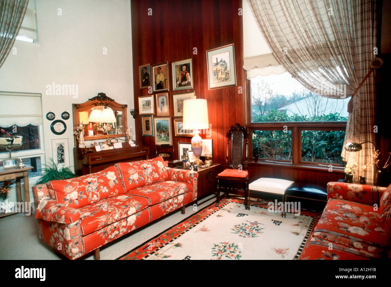 Pittsburgh, PA, États-Unis Maison individuelle à l'intérieur du salon, Design d'intérieur, intérieurs contemporains, Maison, 1980s domestique Banque D'Images