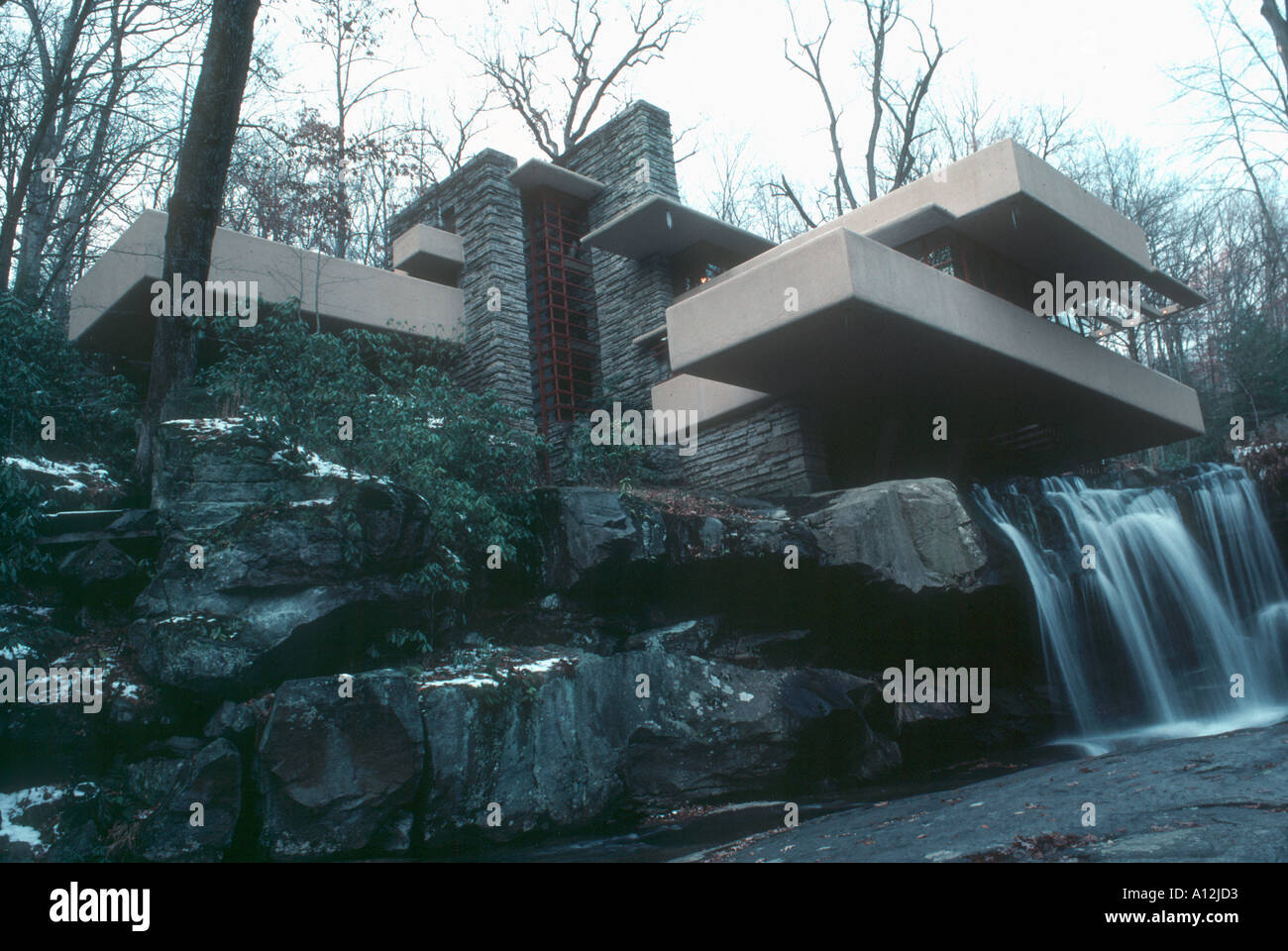 Pittsburgh, PA, USA 'Fallingwater Estatess' Landmark House conçu par le célèbre architecte Frank Lloyd Wright à Mill Run, American Modern Architecture Banque D'Images