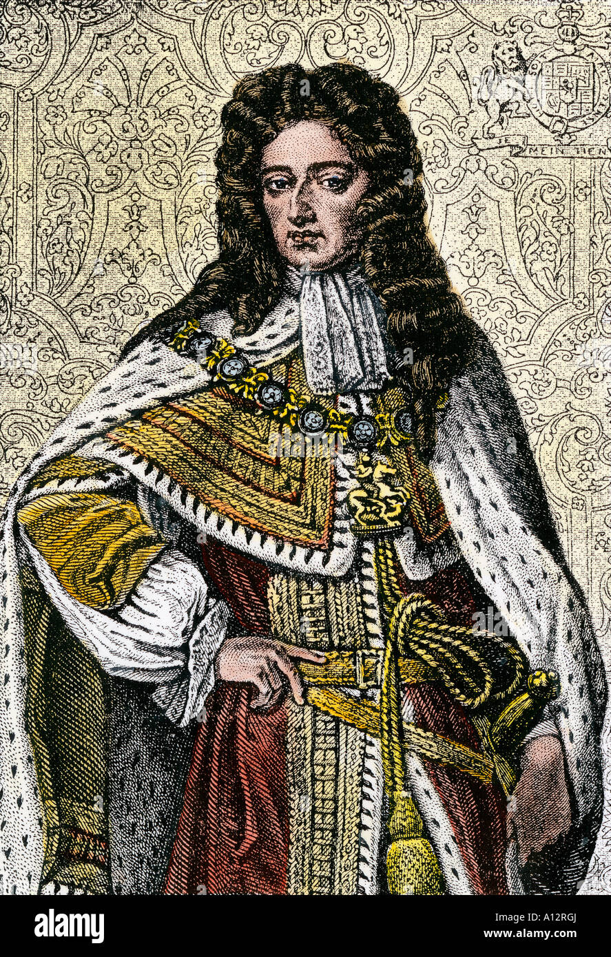 William III ou de Guillaume d'Orange, roi d'Angleterre. À la main, gravure sur bois Banque D'Images