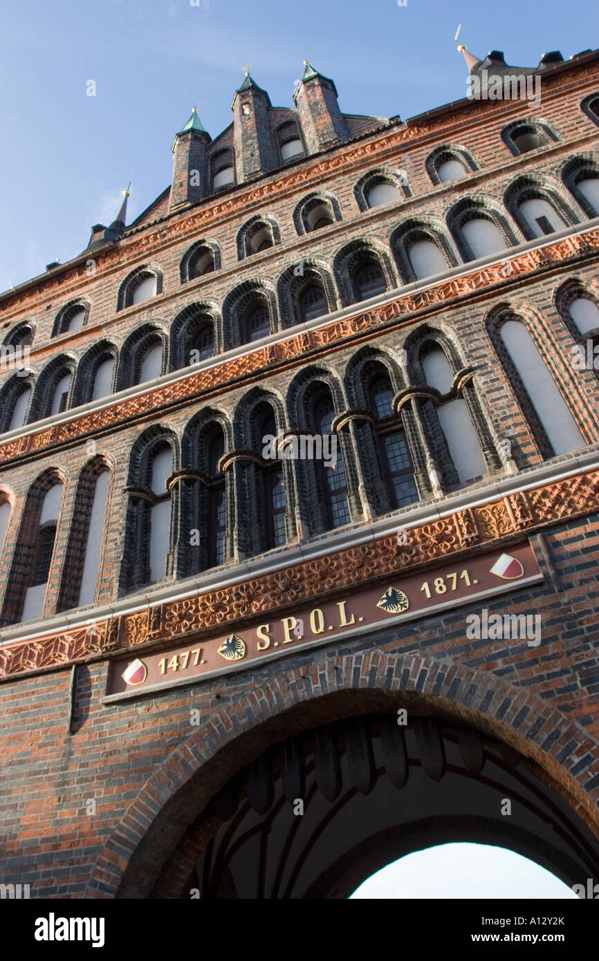 Lübeck Holstentor Lübeck, Allemagne Schleswig Holstein Banque D'Images