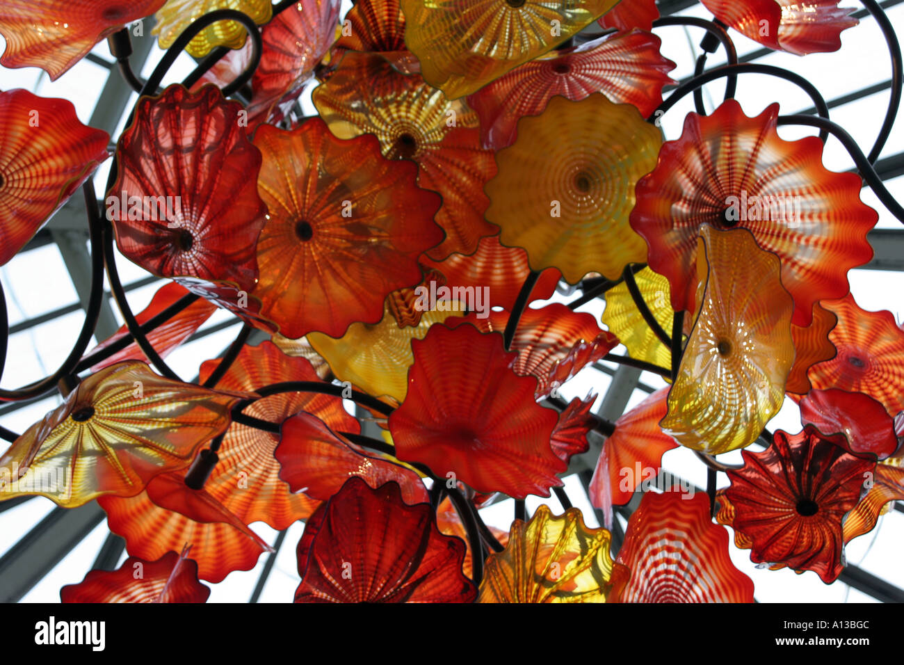 Détail de lustre en verre de Chihuly à Kew Gardens Banque D'Images