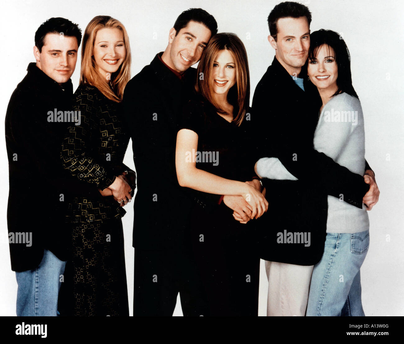 Amis Matt Le Blanc David Schwimmer Lisa Kudrow Jennifer Aniston Matthew Perry Courtney Cox Arquette Banque D'Images