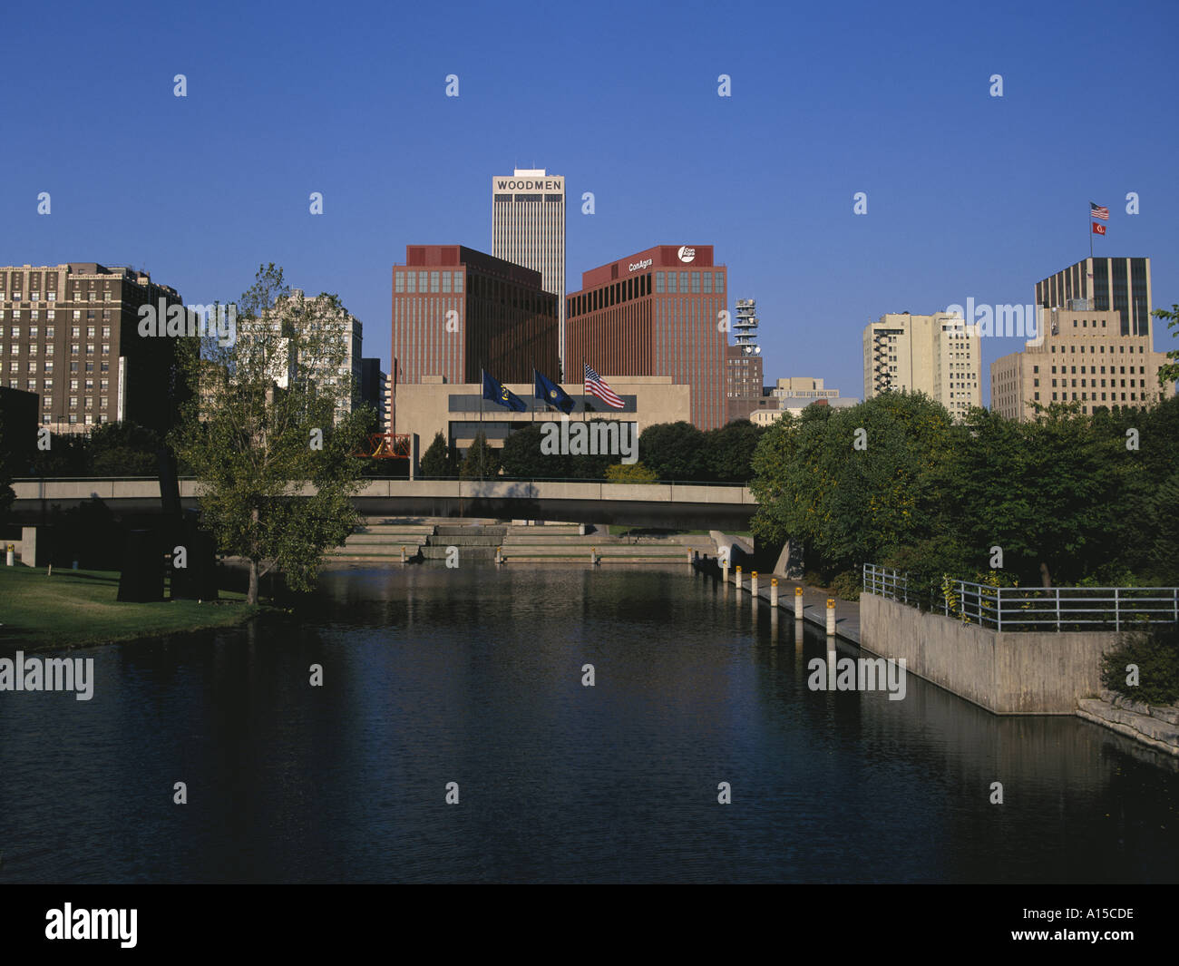 Omaha Nebraska USA vue sur la ville de Central Park Mall Banque D'Images