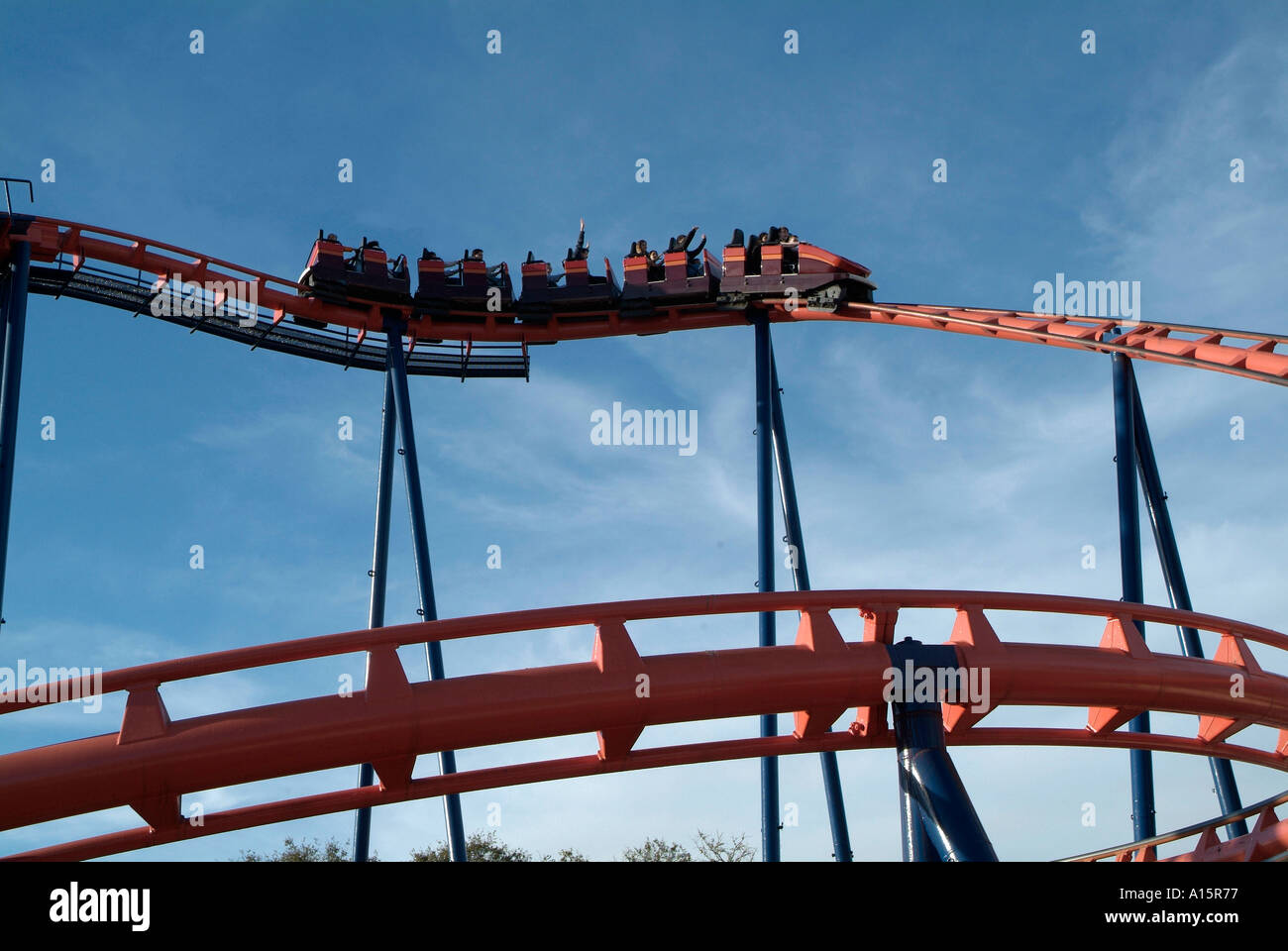Famille Famille assiste à Busch Gardens à Tampa en Floride pour profiter des promenades en montagnes russes de carnaval et des loisirs Banque D'Images
